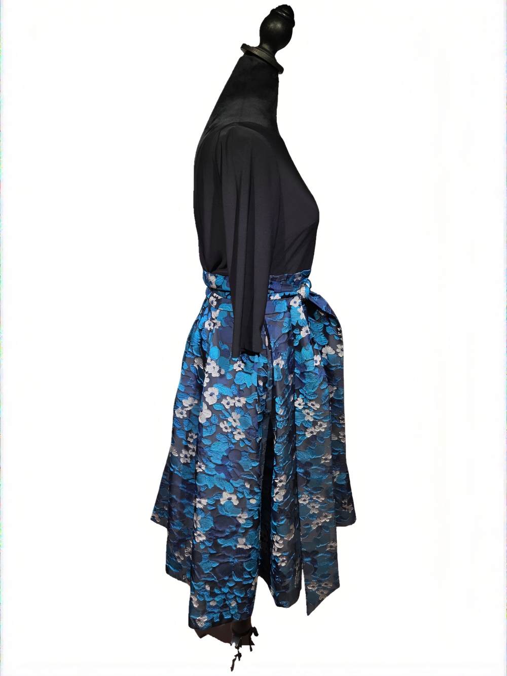 Adrianna Papell Dress Black with Blue Floral Fit-and-Flare Skirt - Picture 4 of 10